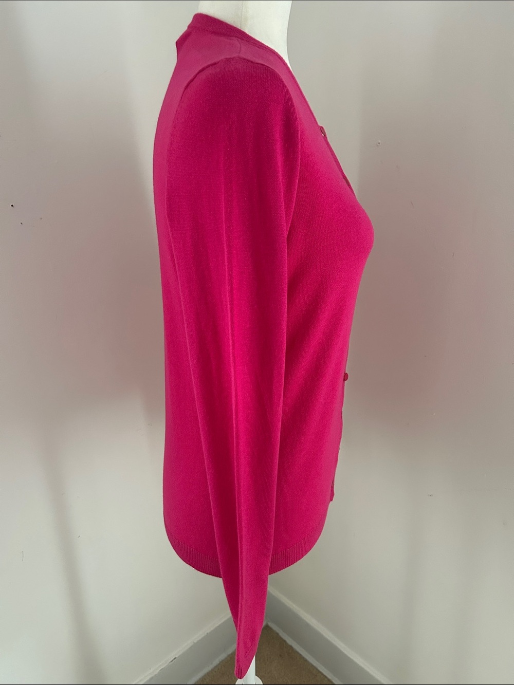Talbots Fuchsia Cotton/Cashmete Blend Crewneck Cardigan sz S - Picture 4 of 7